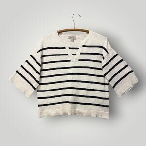 Charlie Paige Striped Sweater SZ Small Petite Nautical Coastal Casual Navy